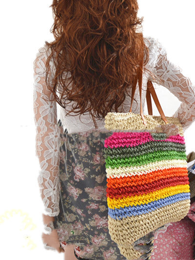 Handmade crochet straw knit woven summer bag for women from the summer collection