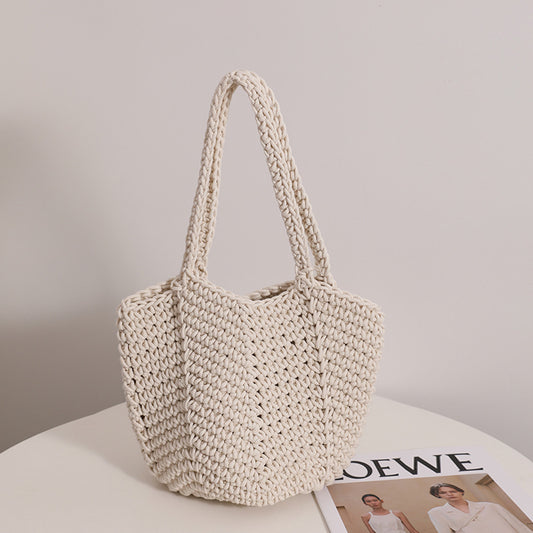 Handmade crochet straw knit woven summer bag for women from the summer collection