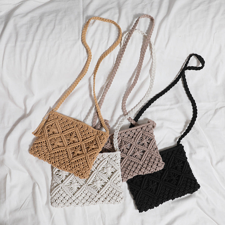 Handmade crochet straw knit woven summer bag for women from the summer collection