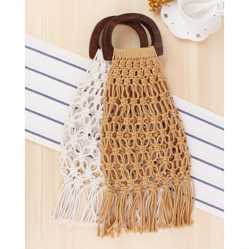 Handmade crochet straw knit woven summer bag for women from the summer collection