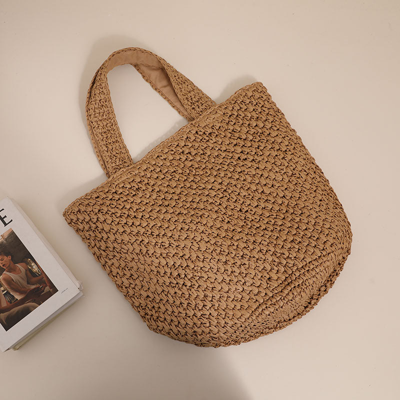 Handmade crochet straw knit woven summer bag for women from the summer collection