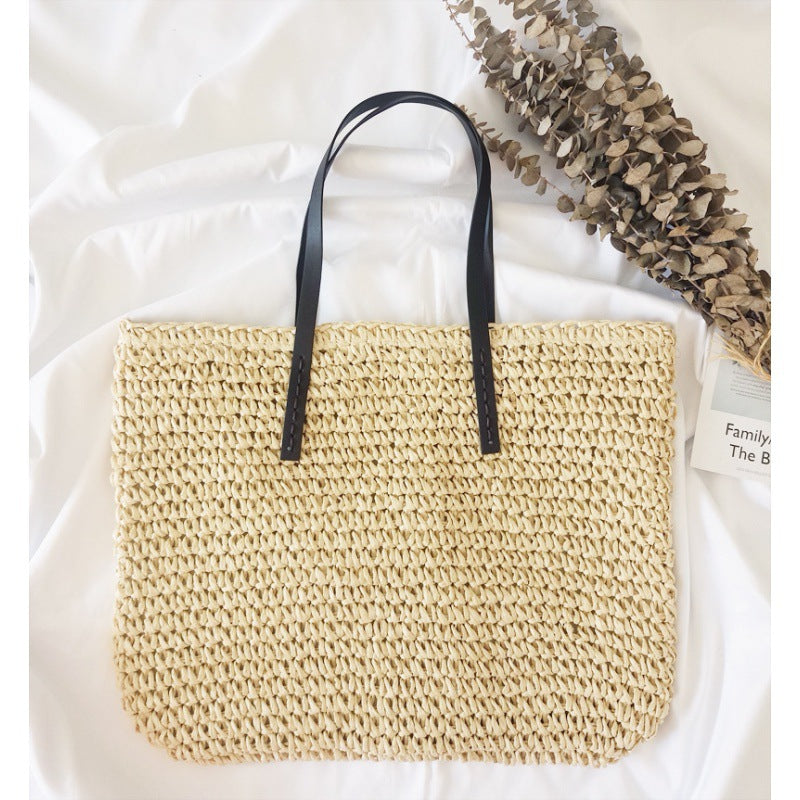 Handmade crochet straw knit woven summer bag for women from the summer collection