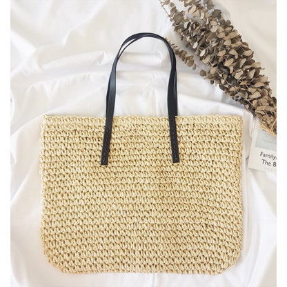 Handmade crochet straw knit woven summer bag for women from the summer collection