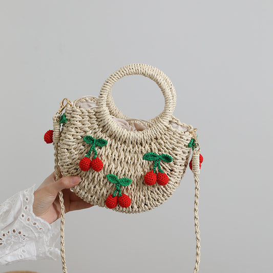 Handmade crochet straw knit woven summer bag for women from the summer collection