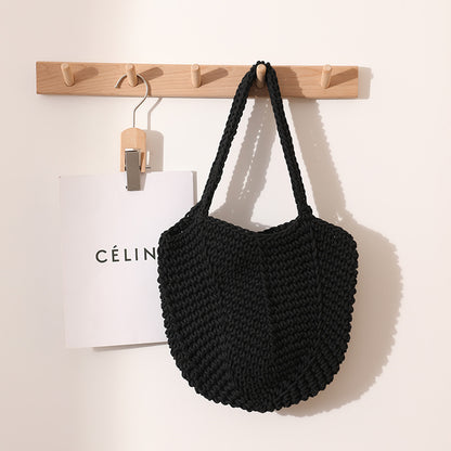 Handmade crochet straw knit woven summer bag for women from the summer collection