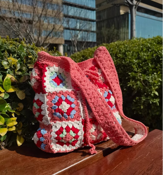 Handmade crochet straw knit woven summer bag for women from the summer collection