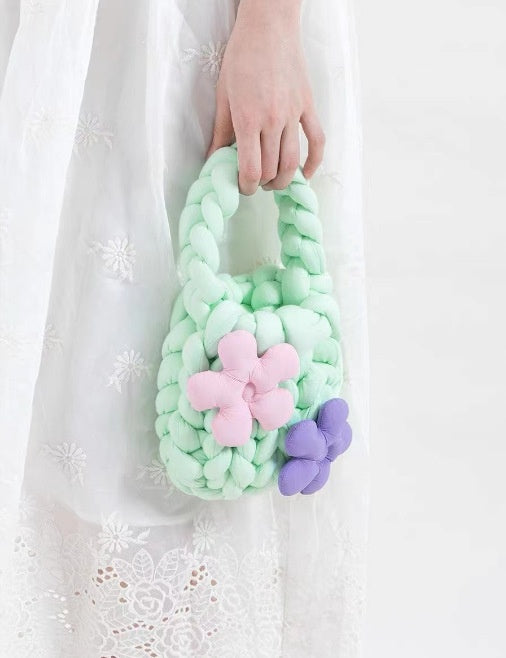 Handmade crochet straw knit woven summer bag for women from the summer collection