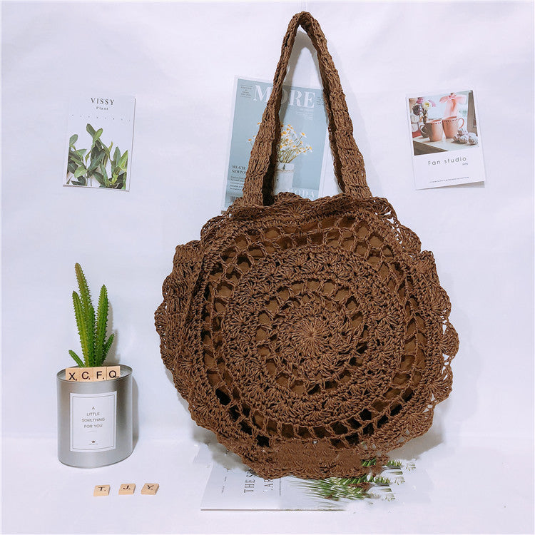 Handmade crochet straw knit woven summer bag for women from the summer collection