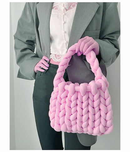 Handmade crochet straw knit woven summer bag for women from the summer collection