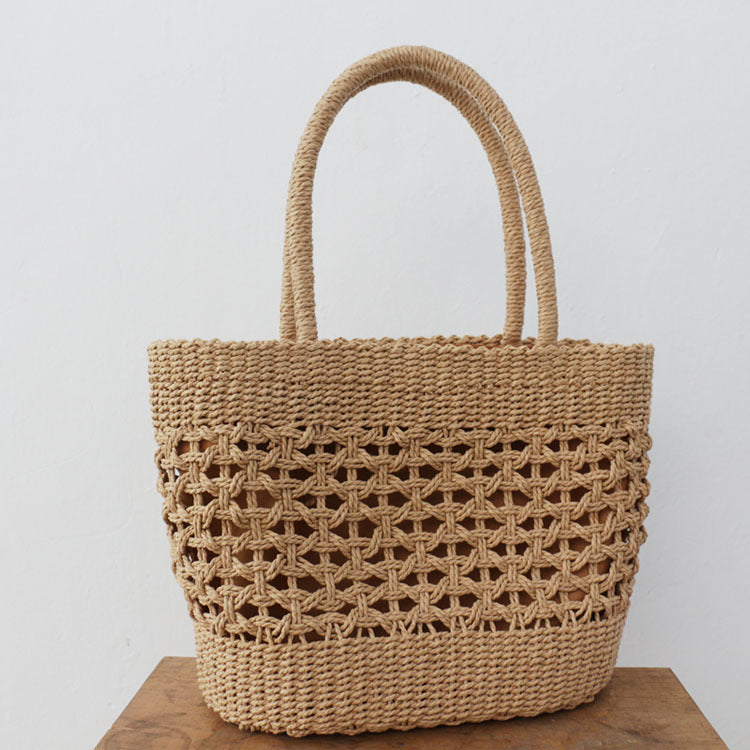 Handmade crochet straw knit woven summer bag for women from the summer collection