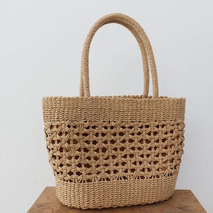 Handmade crochet straw knit woven summer bag for women from the summer collection