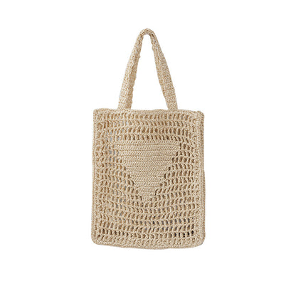 Handmade crochet straw knit woven summer bag for women from the summer collection