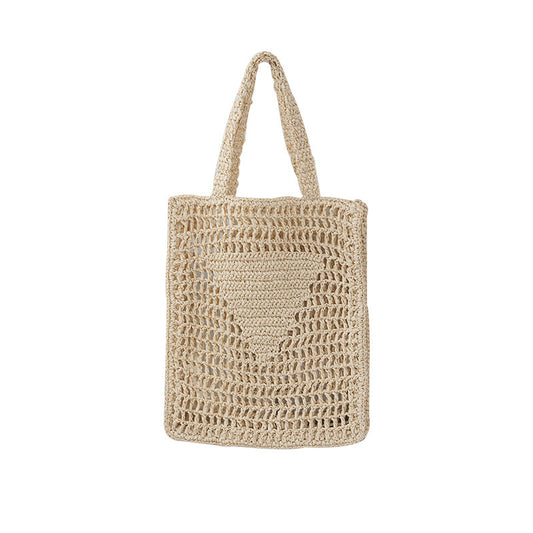 Handmade crochet straw knit woven summer bag for women from the summer collection