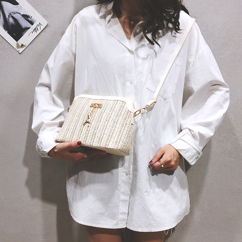 Handmade crochet straw knit woven summer bag for women from the summer collection