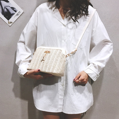 Handmade crochet straw knit woven summer bag for women from the summer collection