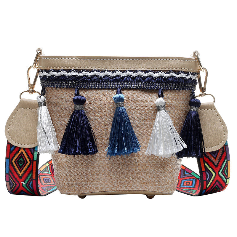 Handmade crochet straw knit woven summer bag for women from the summer collection