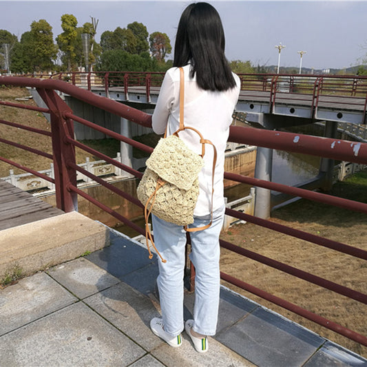 Handmade crochet straw knit woven summer bag for women from the summer collection