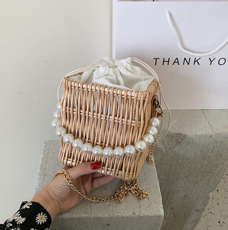 Handmade crochet straw knit woven summer bag for women from the summer collection