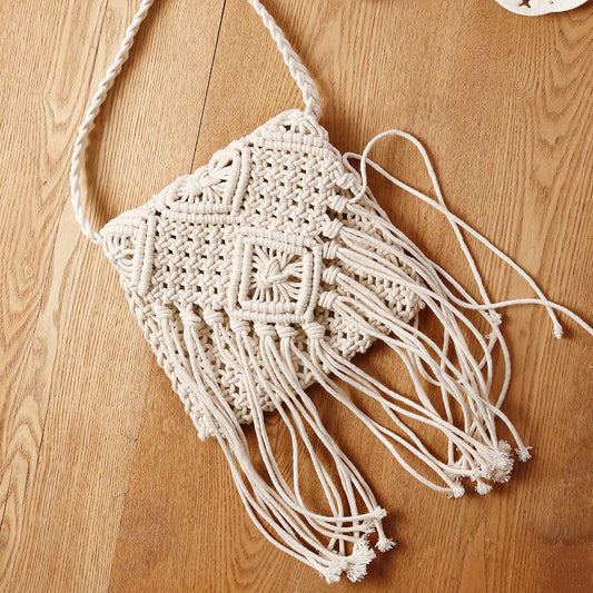 Handmade crochet straw knit woven summer bag for women from the summer collection