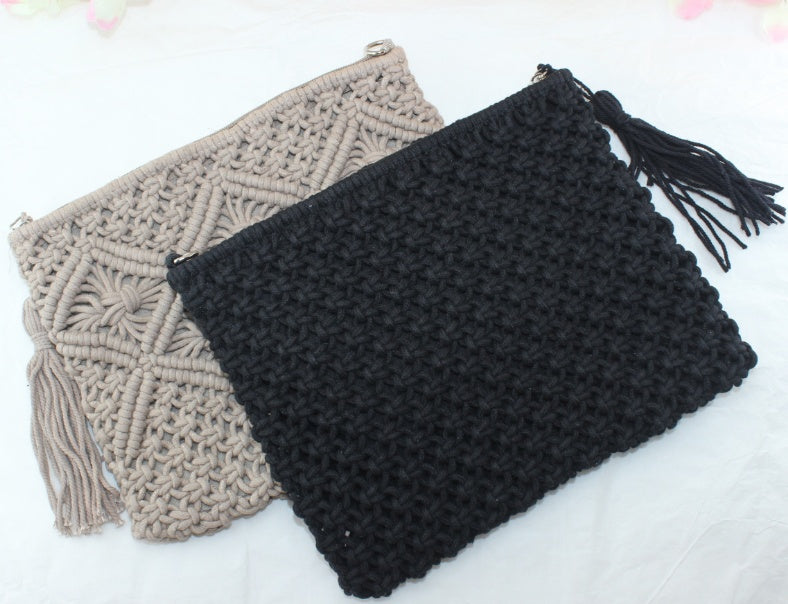 Handmade crochet straw knit woven summer bag for women from the summer collection