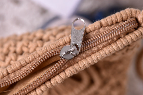 Handmade crochet straw knit woven summer bag for women from the summer collection