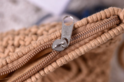 Handmade crochet straw knit woven summer bag for women from the summer collection
