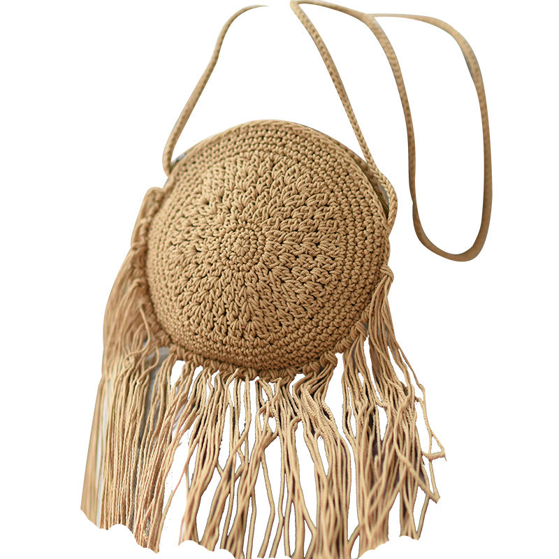 Handmade crochet straw knit woven summer bag for women from the summer collection