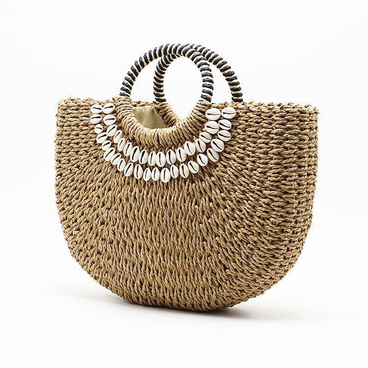 Handmade crochet straw knit woven summer bag for women from the summer collection