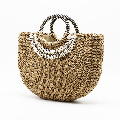 Handmade crochet straw knit woven summer bag for women from the summer collection