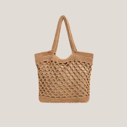 Handmade crochet straw knit woven summer bag for women from the summer collection