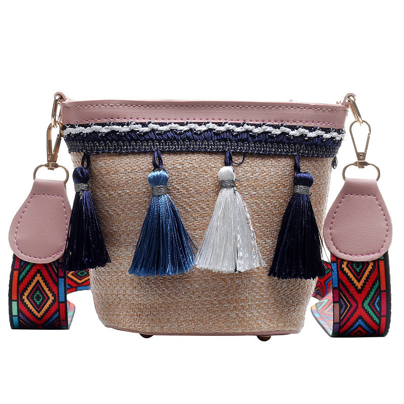 Handmade crochet straw knit woven summer bag for women from the summer collection