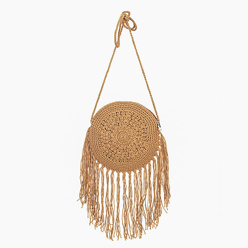Handmade crochet straw knit woven summer bag for women from the summer collection