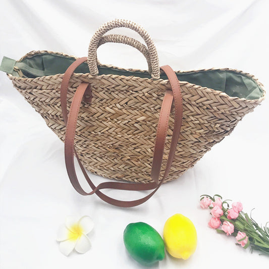 Handmade crochet straw knit woven summer bag for women from the summer collection