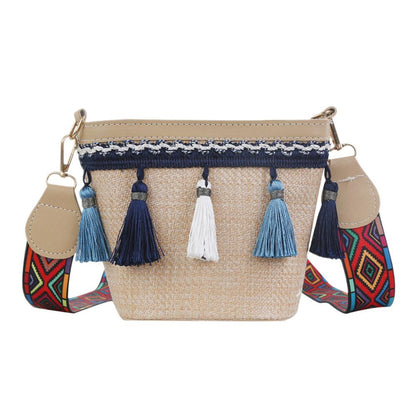 Handmade crochet straw knit woven summer bag for women from the summer collection