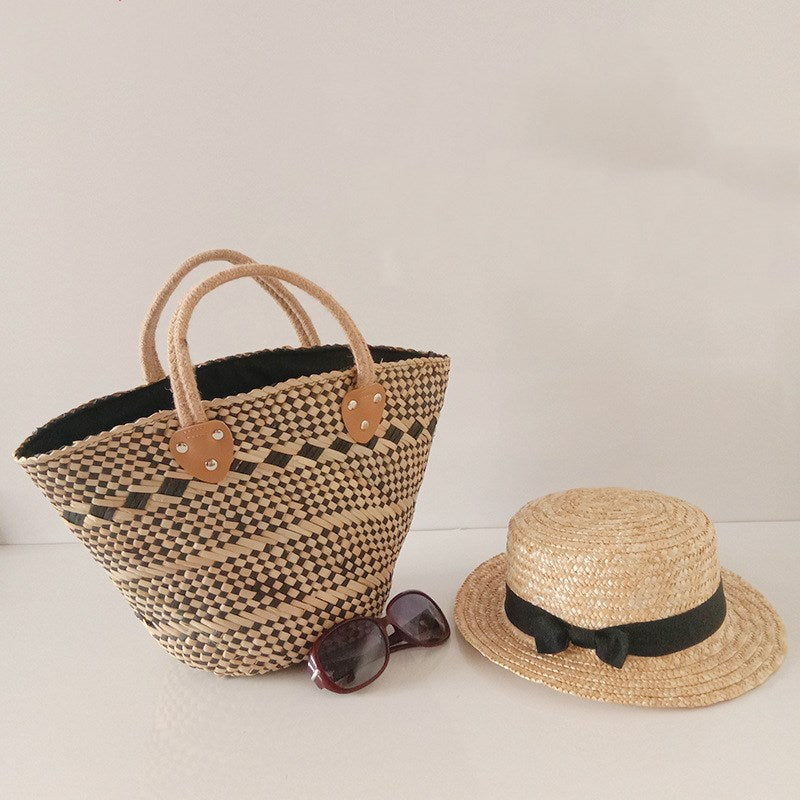 Handmade crochet straw knit woven summer bag for women from the summer collection