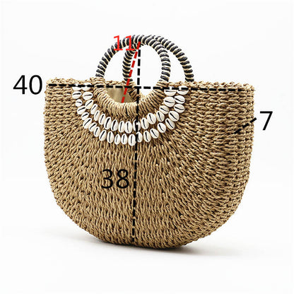 Handmade crochet straw knit woven summer bag for women from the summer collection