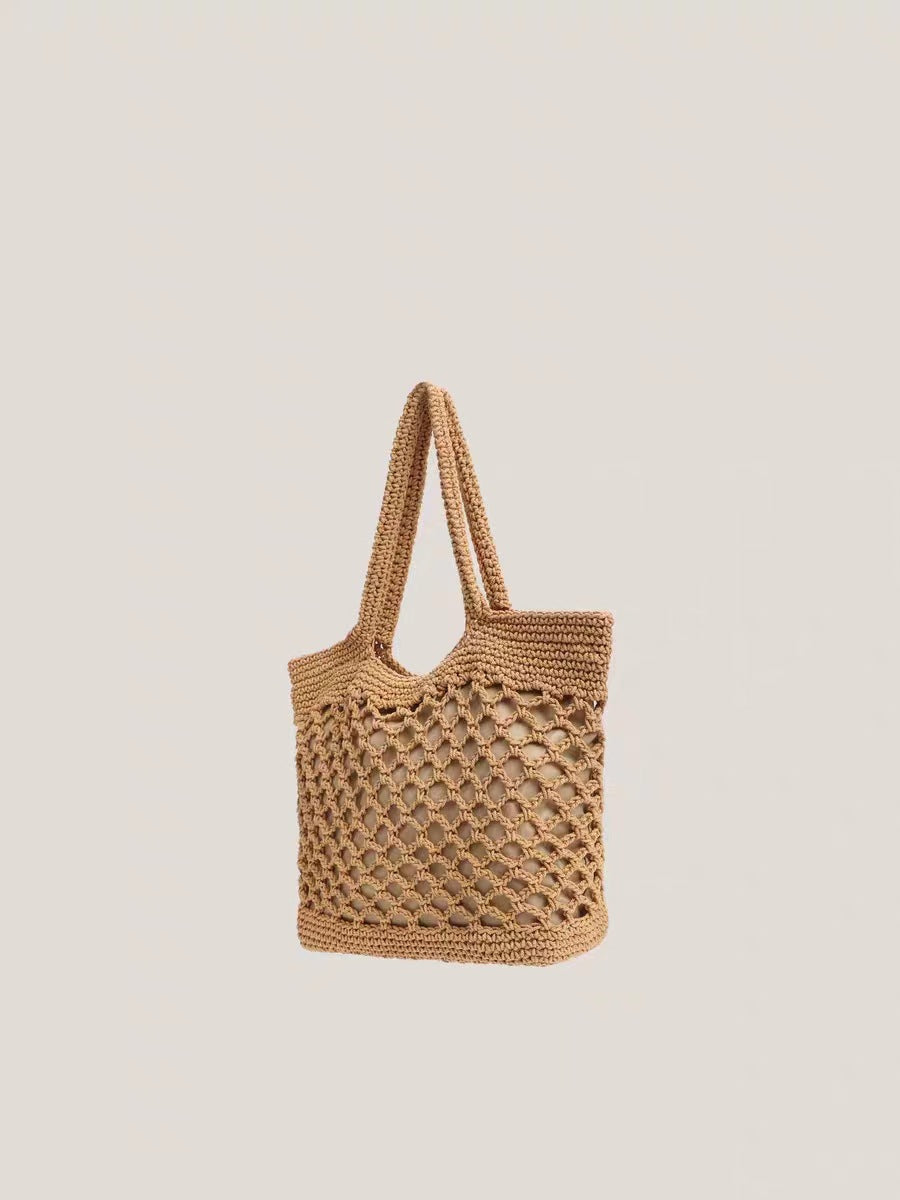 Handmade crochet straw knit woven summer bag for women from the summer collection