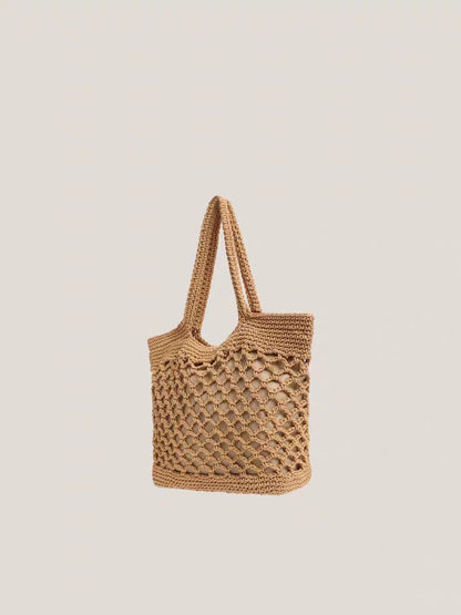 Handmade crochet straw knit woven summer bag for women from the summer collection