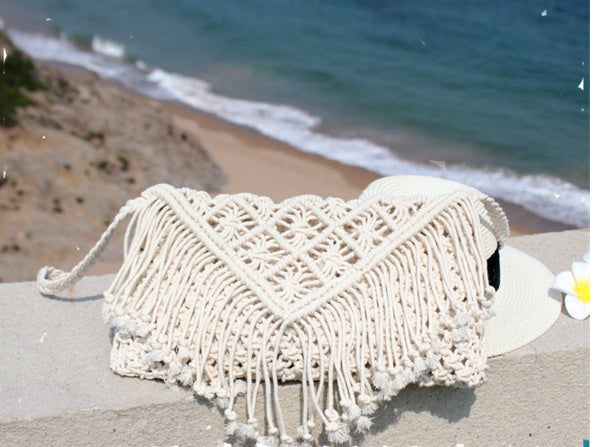 Handmade crochet straw knit woven summer bag for women from the summer collection