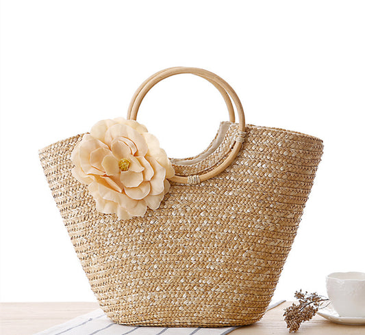 Handmade crochet straw knit woven summer bag for women from the summer collection