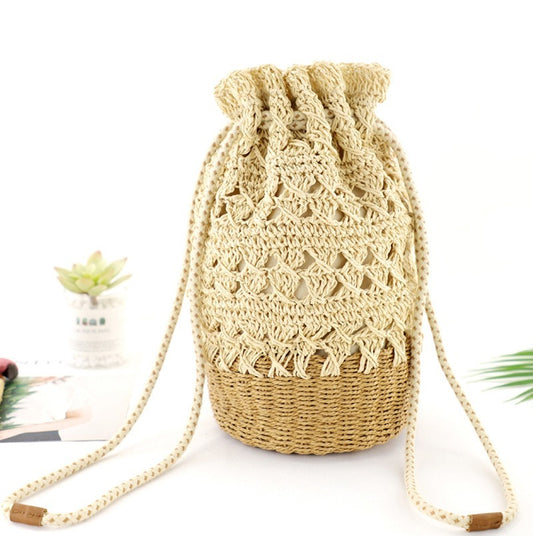 Handmade crochet straw knit woven summer bag for women from the summer collection
