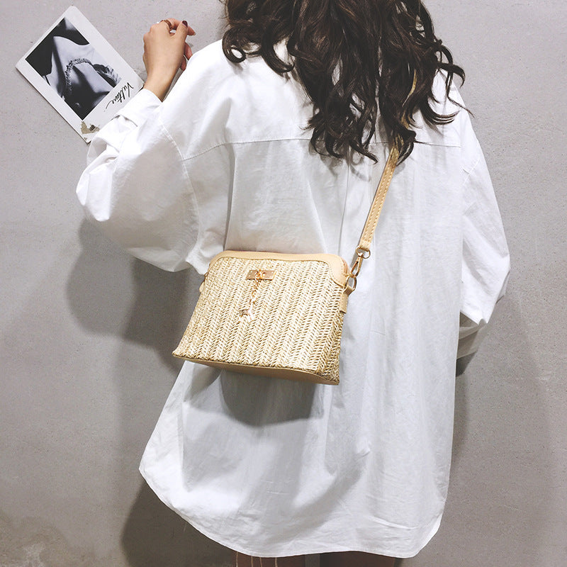 Handmade crochet straw knit woven summer bag for women from the summer collection