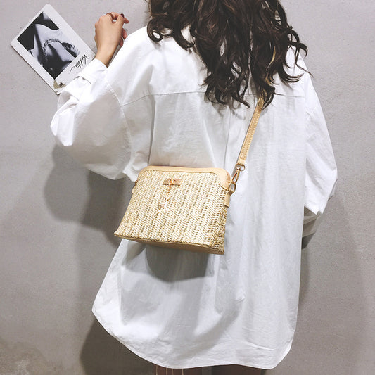 Handmade crochet straw knit woven summer bag for women from the summer collection