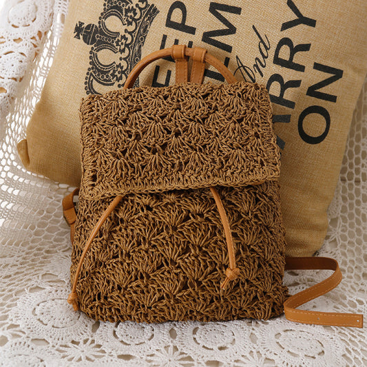 Handmade crochet straw knit woven summer bag for women from the summer collection