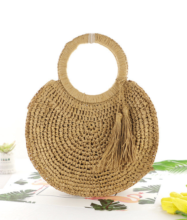 Handmade crochet straw knit woven summer bag for women from the summer collection