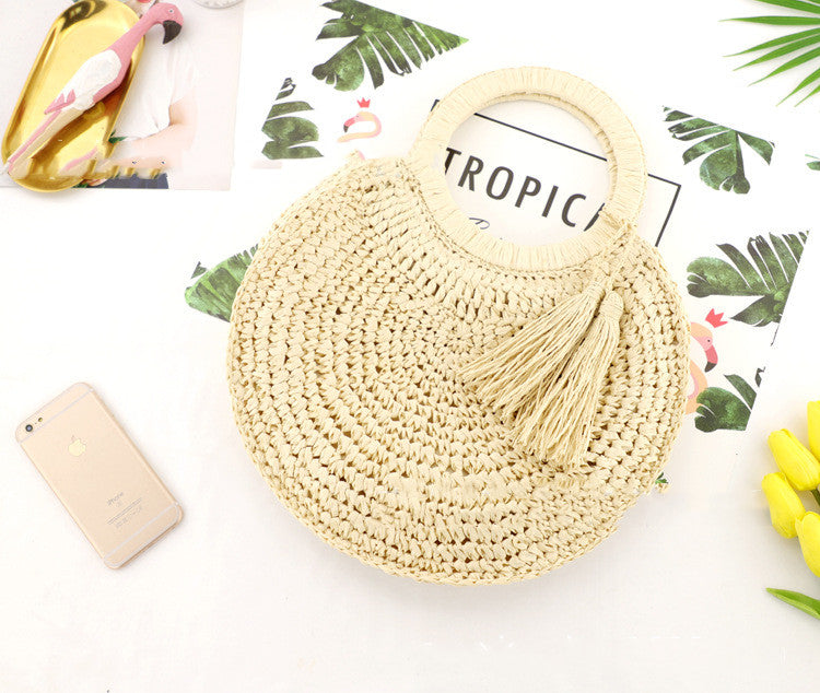 Handmade crochet straw knit woven summer bag for women from the summer collection