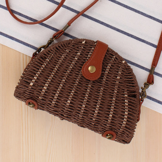 Handmade crochet straw knit woven summer bag for women from the summer collection