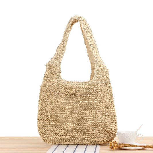 Handmade crochet straw knit woven summer bag for women from the summer collection