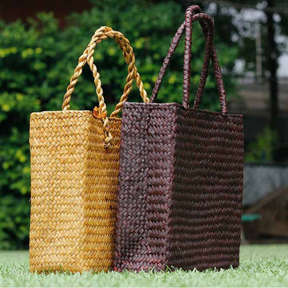 Handmade crochet straw knit woven summer bag for women from the summer collection