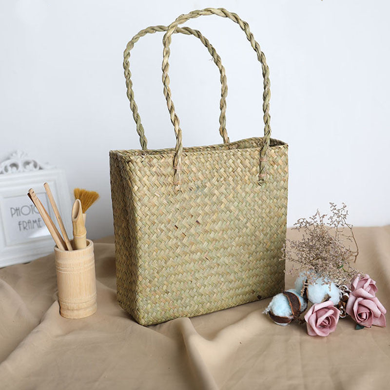 Handmade crochet straw knit woven summer bag for women from the summer collection
